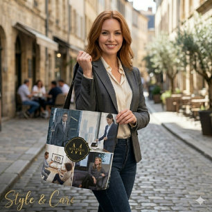 Bolso De Tela Nombre Inicial Personalizado con Cuatro Imágenes Ú