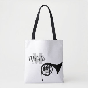 Bolso De Tela nombre, inicial y guitarra de música de clave de s