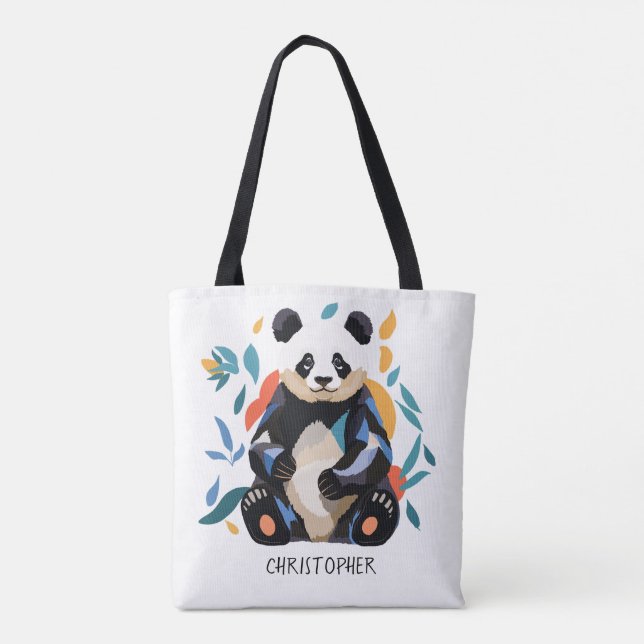 Bolso De Tela Nombre inspirado en el matismo del oso de Panda de (Reverso)