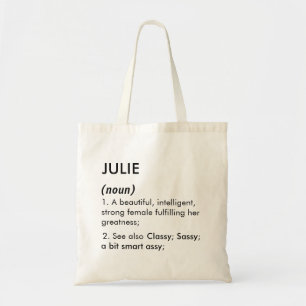 Bolso De Tela nombre Julie, nombre editable, nombre personalizad