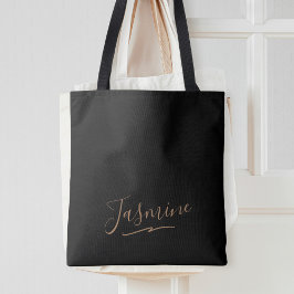 Bolso De Tela Nombre moderno de guión femenino de oro negro
