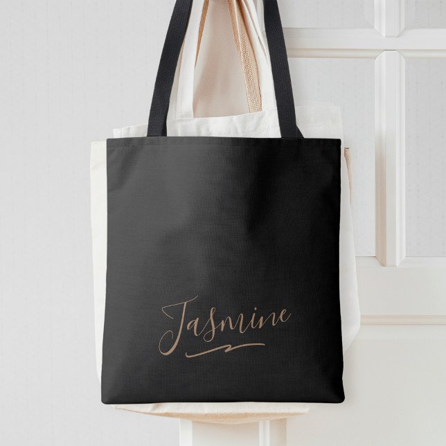 Bolso De Tela Nombre moderno de guión femenino de oro negro (Subido por el creador)