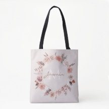 Nombre Monograma de Pampas Floral Boho Blush