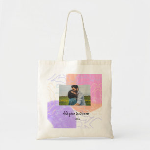 Bolso De Tela nombre monograma de pareja personalizado minimalis