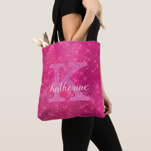 Bolso De Tela Nombre Monograma del Purpurina Rosado Girona Spark