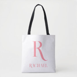 Bolso De Tela Nombre Monograma Moderno Minimalista Elegante Rosa