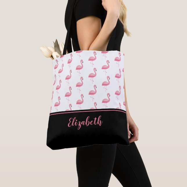 Bolso De Tela Nombre Monogramado Cuto Flamingo Rosa Elegante Gir (Detalle)