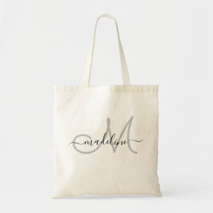 Bolso De Tela Nombre Monogramado Moderno con Letra Elegante
