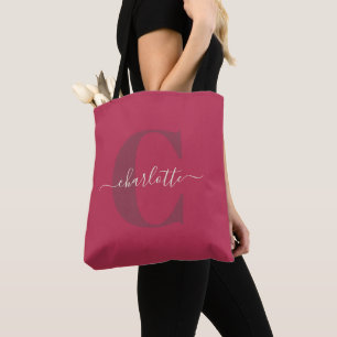 Bolso De Tela Nombre Monogramado Personalizado con Estilo Magent