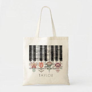 Bolso De Tela nombre musical de flores de arte folclórico escand