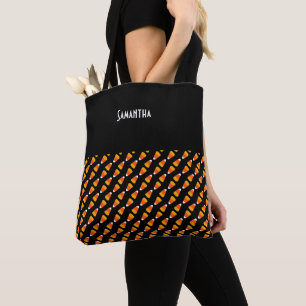 Bolso De Tela Nombre negro de niño Naranja brillante Halloween C