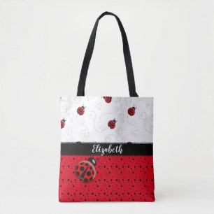 Bolso De Tela Nombre negro rojo de los escarabajos del insecto
