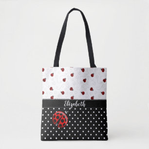 Bolso De Tela Nombre negro rojo de los escarabajos del insecto