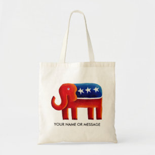 Bolso De Tela Nombre o mensaje personalizado del elefante republ