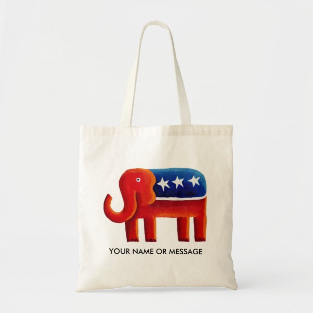Bolso De Tela Nombre o mensaje personalizado del elefante republ (Frente)