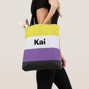 Bolso De Tela Nombre o monograma de marca de orgullo no binario