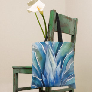 Bolso De Tela Nombre o texto personalizado de Agave azul