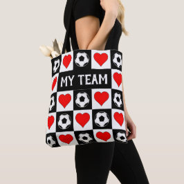 Bolso De Tela Nombre o texto personalizado del patrón de corazón