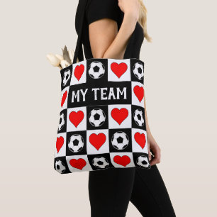 Bolso De Tela Nombre o texto personalizado del patrón de corazón