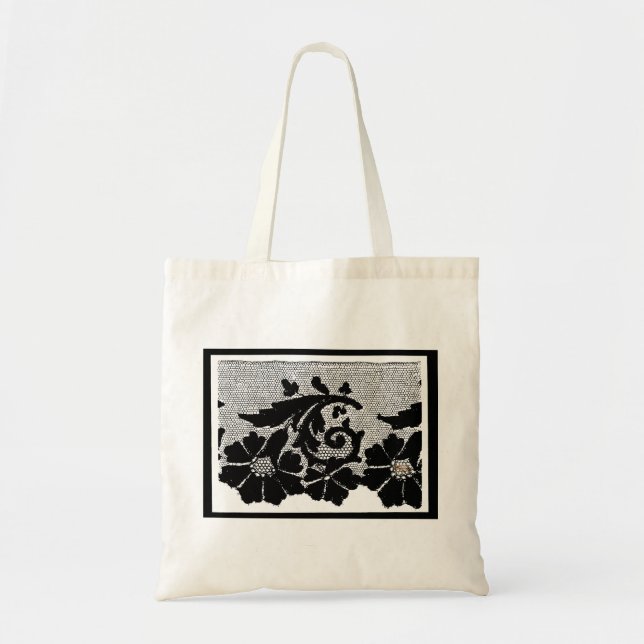 BOLSO DE TELA NOMBRE PERSONALIZADO ANTIGÜEDAD LACE PATRÓN TOTE B (Frente)