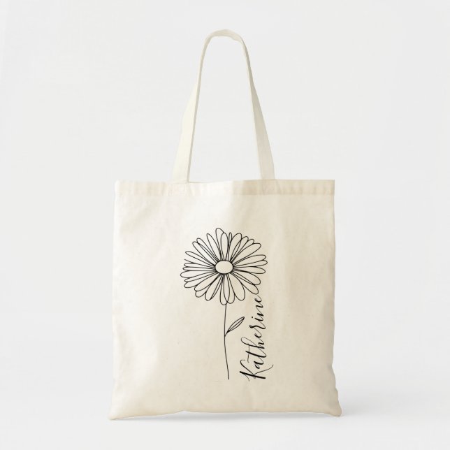 Bolso De Tela Nombre personalizado April daisy Birth Flower (Frente)