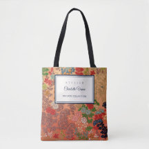 Nombre personalizado Arte floral japonés vintage E