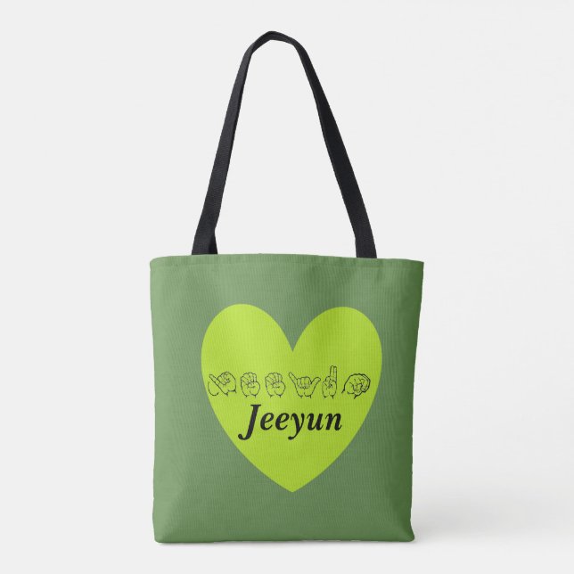 Bolso De Tela Nombre personalizado ASL Jeeyun flauta alfabeto (Reverso)