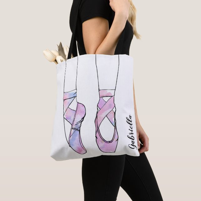 Bolso De Tela Nombre personalizado Ballet rosa (Detalle)