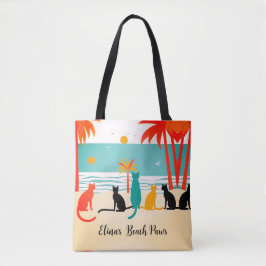 Bolso De Tela Nombre personalizado Beach Cats Tote Bag