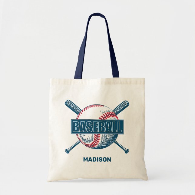 Bolso De Tela Nombre personalizado Béisbol (Frente)