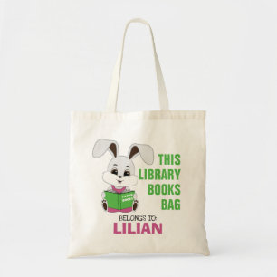 Bolso De Tela Nombre personalizado Biblioteca de lectura Bunny B