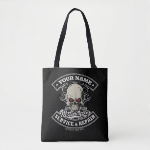 Bolso De Tela NOMBRE Personalizado Biker Mechanic Skull Motorcyc