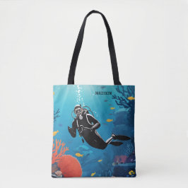 Bolso De Tela Nombre personalizado Buceador Scuba