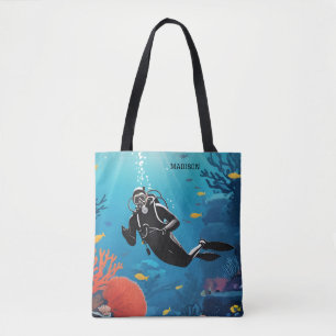 Bolso De Tela Nombre personalizado Buceador Scuba