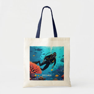 Bolso De Tela Nombre personalizado Buceador Scuba