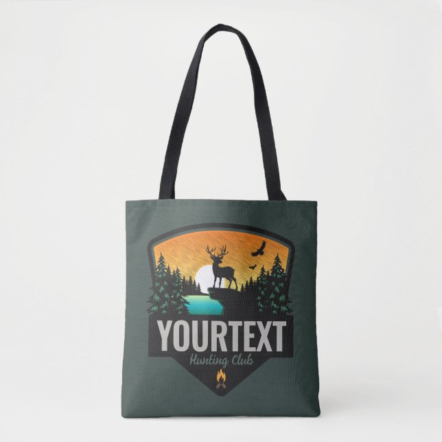 Bolso De Tela NOMBRE Personalizado Caza de alce Atardecer salvaj (Anverso)