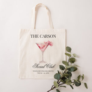 Bolso De Tela Nombre Personalizado Club Social Lienzo de cóctele