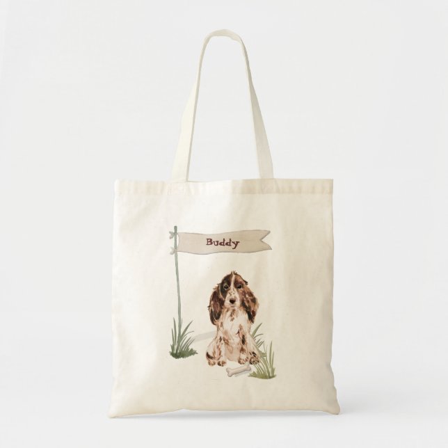 Bolso De Tela Nombre personalizado Cocker Brown Mascota Perro (Frente)