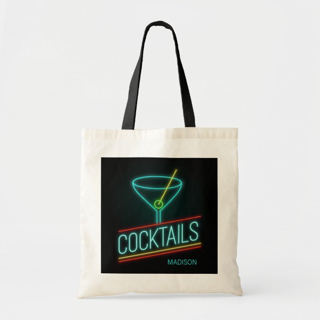 Bolso De Tela Nombre personalizado COCTAILS (Frente)