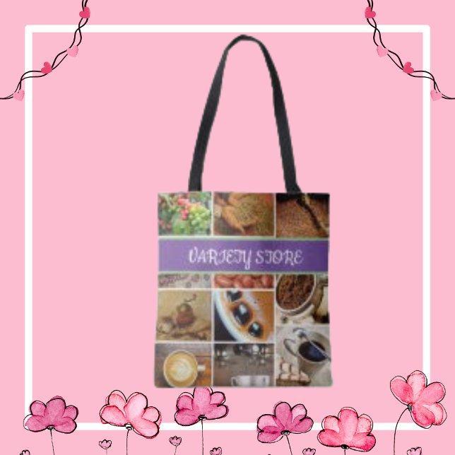 Bolso De Tela Nombre personalizado Collage de fotos Café Bebida  (Subido por el creador)