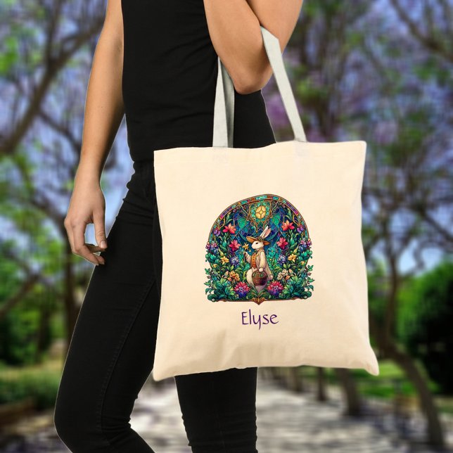 Bolso De Tela Nombre personalizado conejito de pascua de vidrio  (Subido por el creador)