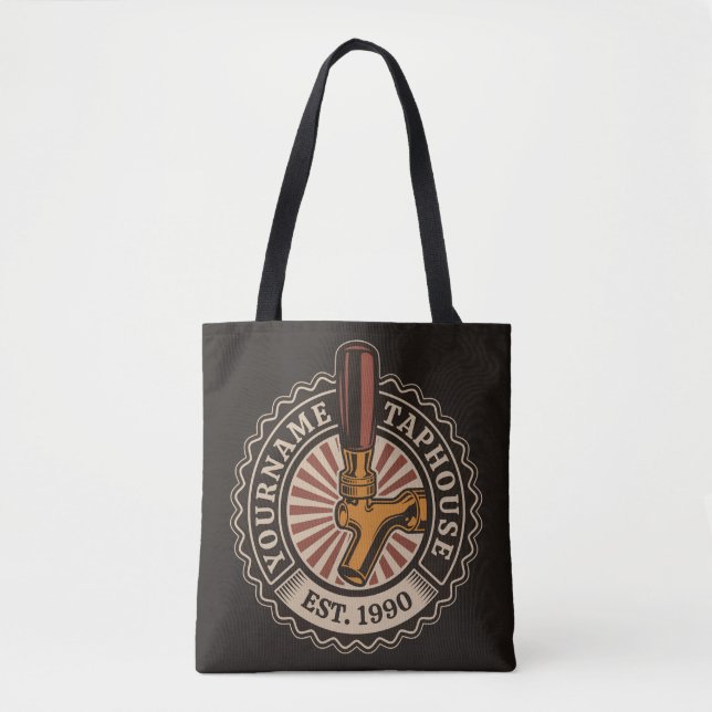 Bolso De Tela NOMBRE Personalizado Craft Beer Taphouse Brewery B (Anverso)