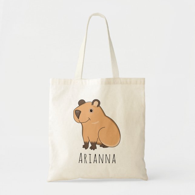 Bolso De Tela Nombre personalizado Cute Capybara Kids Tote Bag (Frente)