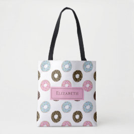 Bolso De Tela Nombre personalizado Cute Donuts Pastel Sweet Toot