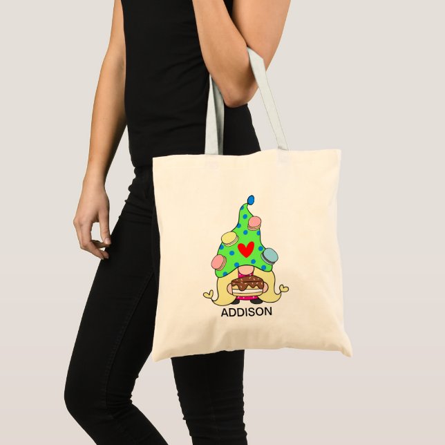Bolso De Tela Nombre personalizado Cute Gnome Cookies Gorra Cake (Anverso (producto))
