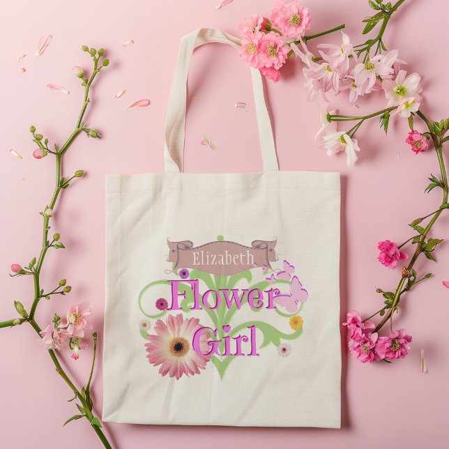Bolso De Tela Nombre personalizado Daisy Flower Girl (Subido por el creador)