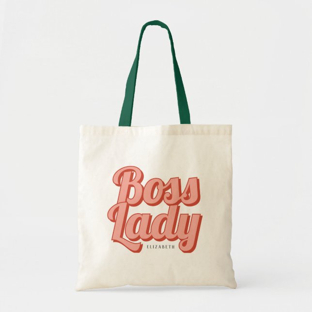 Bolso De Tela Nombre personalizado de Boss Lady Retro (Frente)