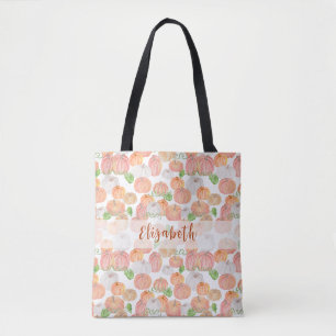 Bolso De Tela Nombre personalizado de calabaza de bonito Otoño