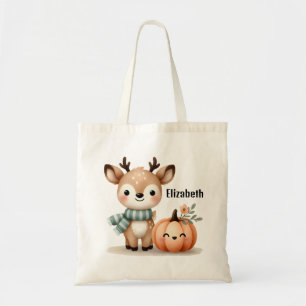 Bolso De Tela Nombre personalizado de calabaza de Chica de renos