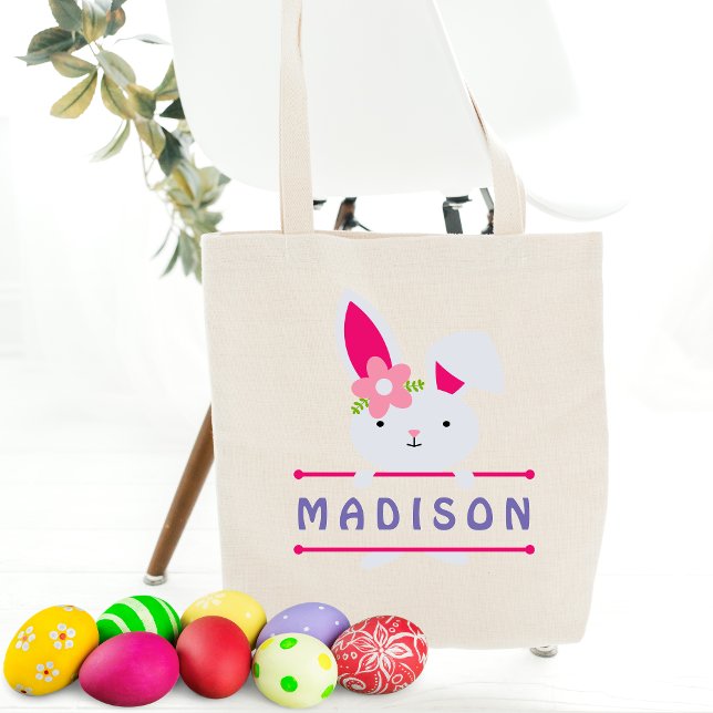 Bolso De Tela Nombre personalizado de conejito de Pascua (Subido por el creador)
